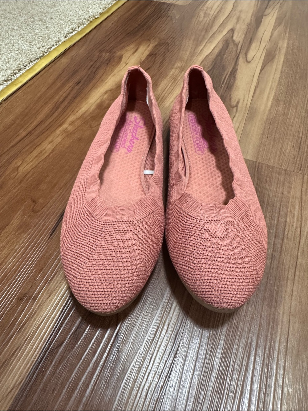 Skechers Pink Knit Slip-On Flats